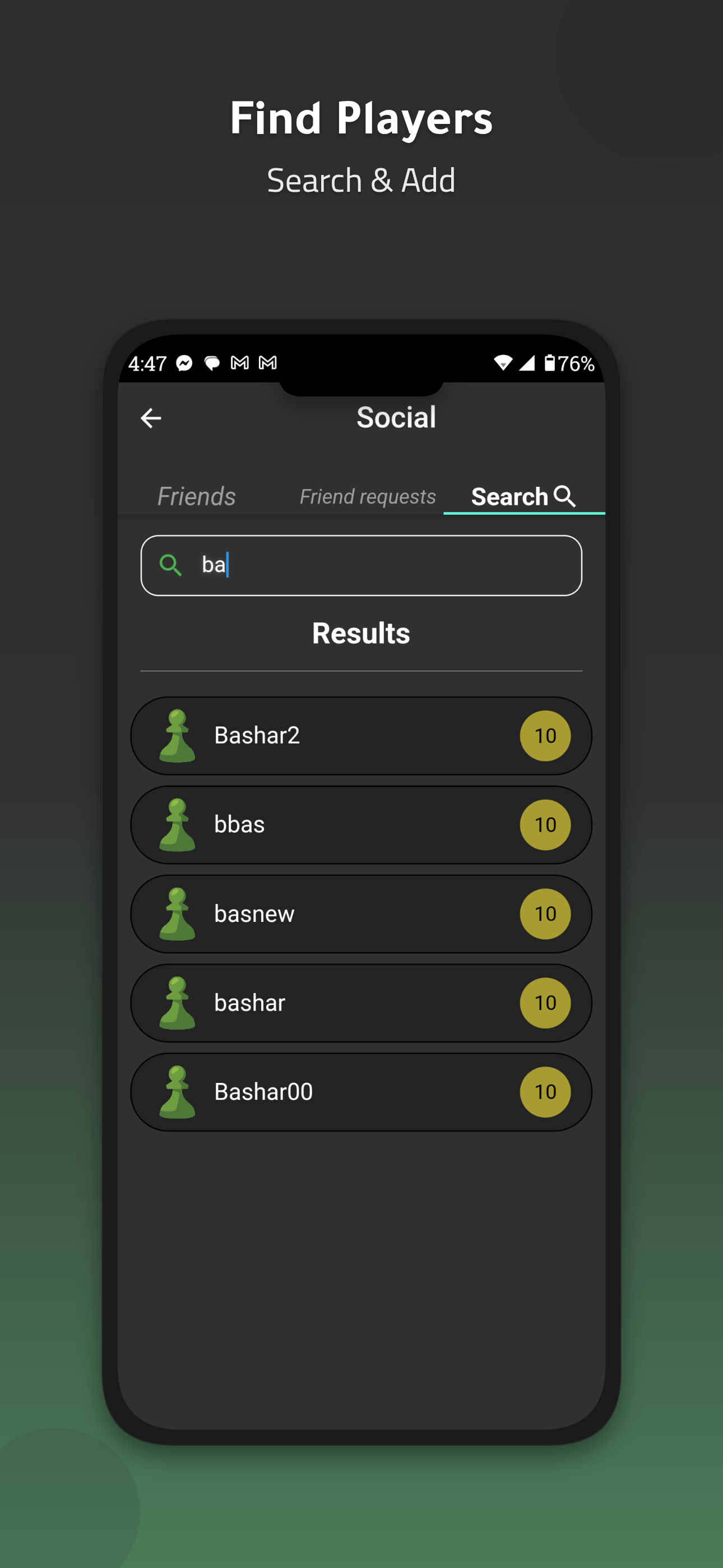 Find Players - Search & Add